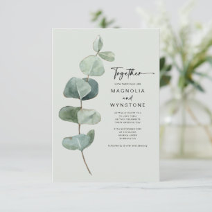 Eukalyptus-Blätter Zusammen Moderne Hochzeit Einladung