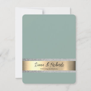 Eukalyptus Blau Goldfolie Hochzeitseinladung RSVP Karte