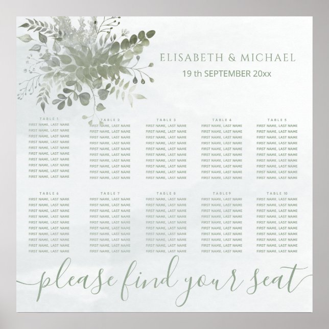 Eukalyptus-Blaues, chic-blaues Aquarell Poster (Vorne)