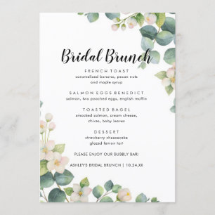 Eukalyptus Bloom Boho Bridal Brunch Menü Menükarte