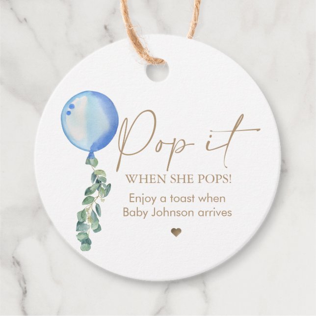 Eukalyptus Blue Ballon Pop It Wenn sie Pop Geschenkanhänger (Vorderseite)