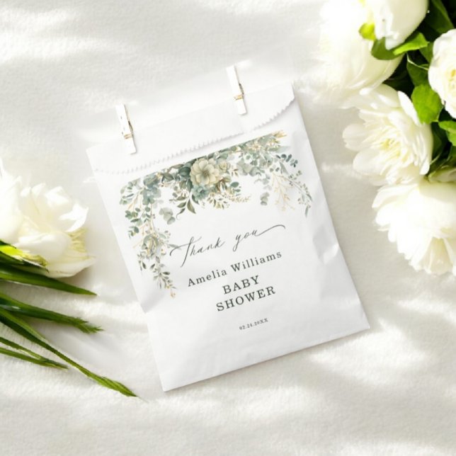Eukalyptus Blume Watercolor Gold Baby Dusche Geschenktütchen (Von Creator hochgeladen)