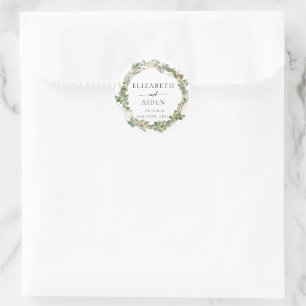 Eukalyptus Blume Wreath Wedding Runder Aufkleber