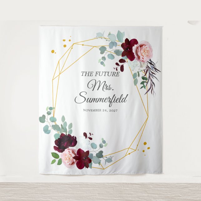 Eukalyptus Blumengrün Brautparty Hintergrund Wandteppich (Vorderseite)