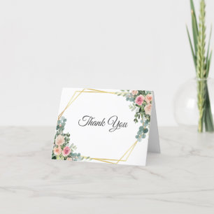 Eukalyptus Blush Pink Geogeometrische Hochzeit Tha Dankeskarte