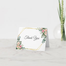 Eukalyptus Blush Pink Geogeometrische Hochzeit Tha Dankeskarte