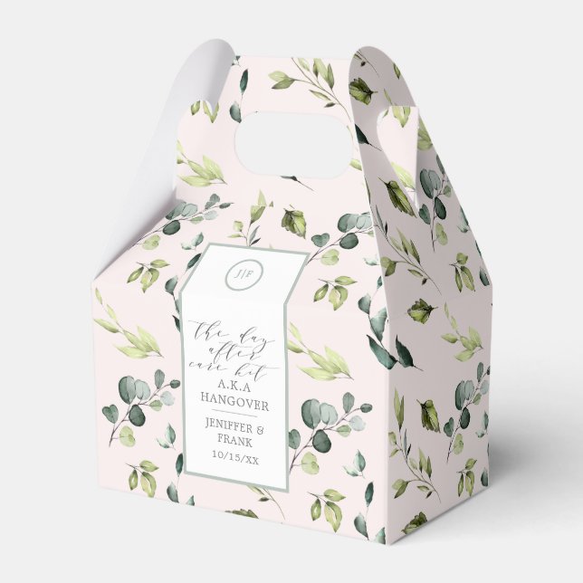 Eukalyptus Blush Pink Hangover Kit Wedding Party Geschenkschachtel (Vorderseite)