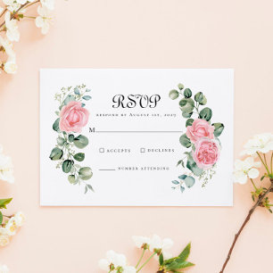 Eukalyptus Blush Rosa Rose Arch Wedding RSVP Karte