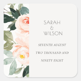 Eukalyptus Blush Rose Rosa Hochzeit Quadratischer Aufkleber
