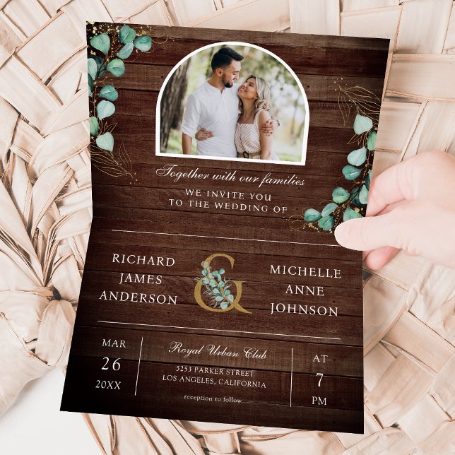 Eukalyptus-Bogen-Foto-Rustikal-Hochzeit mit QR-Cod Einladung (Von Creator hochgeladen)