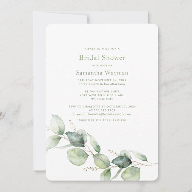Eukalyptus Boho Greenery Brautparty Einladung (Vorderseite)