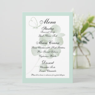 Eukalyptus-Boho-Hochzeitsmenüvorlage, Empfang Einladung