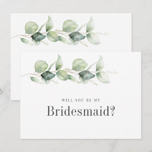 Eukalyptus Botanic Be My Bridesmaid Card Einladung