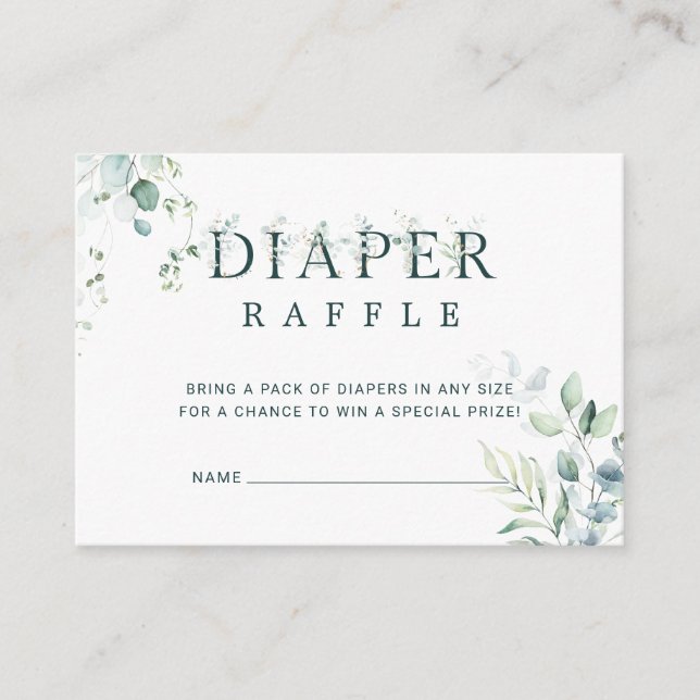 Eukalyptus Botanical Baby Shower Diaper Begleitkarte (Vorderseite)
