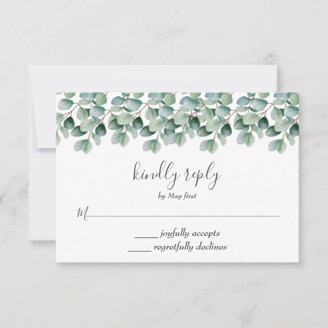 Eukalyptus Botanical Greenerenerity Wedding RSVP (Vorderseite)