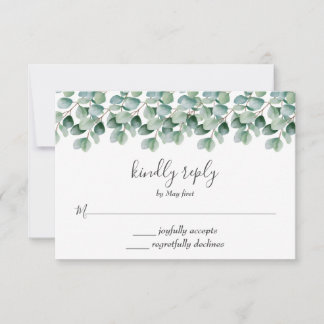 Eukalyptus Botanical Greenerenerity Wedding RSVP Karte