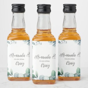 Eukalyptus Botanical Leaf Wedding Alkoholflaschenetikett