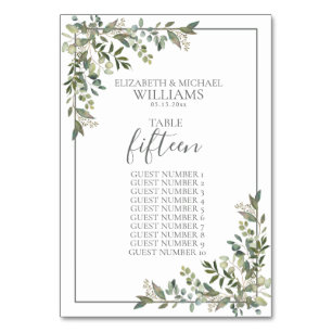 Eukalyptus Botanical Sage Green Guest Names Tischnummer