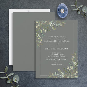Eukalyptus Botanical Sage Green Script Wedding Einladung