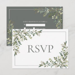 Eukalyptus Botanical Sage Green Script Wedding RSV RSVP Karte