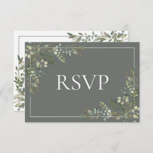 Eukalyptus Botanical Sage Green Script Wedding RSV RSVP Karte