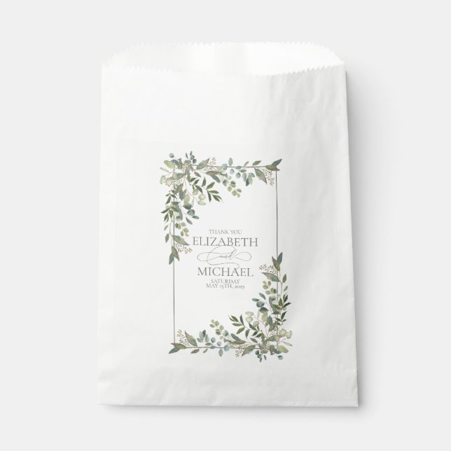Eukalyptus Botanical Sage Green Wedding Geschenktütchen (Vorderseite)