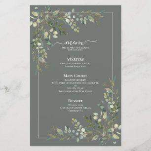 Eukalyptus Botanical Sage Green Wedding Menu