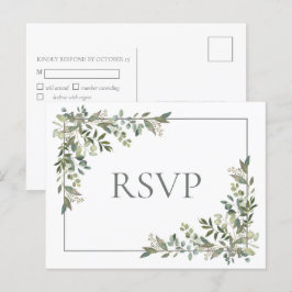 Eukalyptus Botanical Sage Green Wedding RSVP Einladungspostkarte