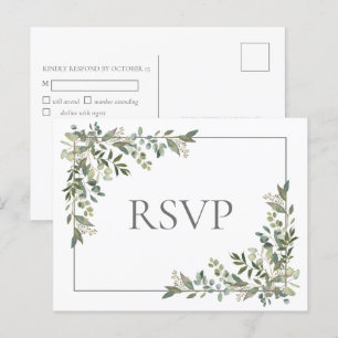 Eukalyptus Botanical Sage Green Wedding RSVP Einladungspostkarte