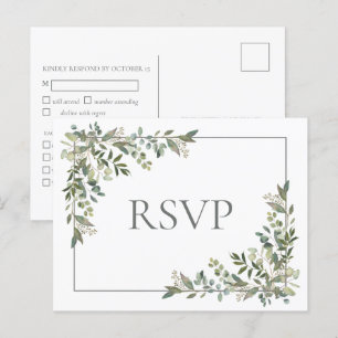 Eukalyptus Botanical Sage Green Wedding RSVP Invit Einladungspostkarte