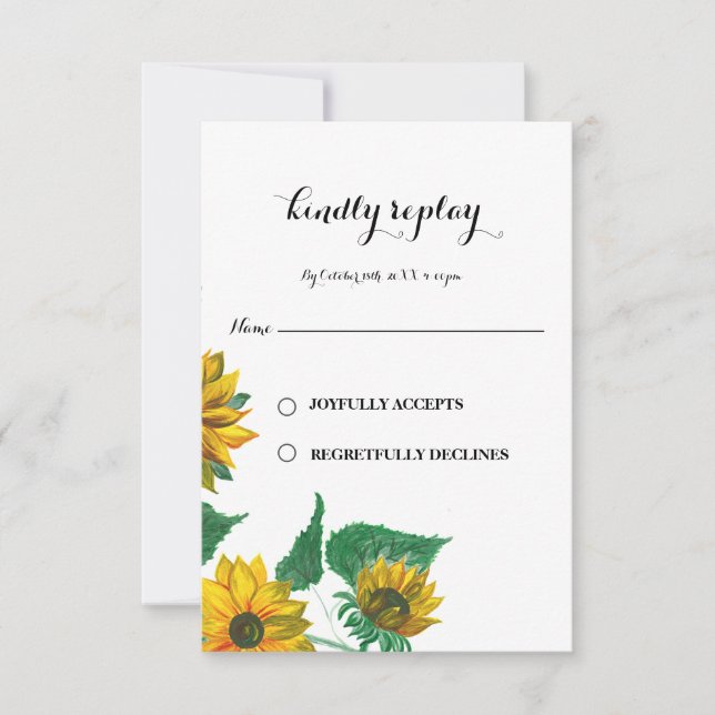 Eukalyptus botanical Sunflower RSVP Karte (Vorderseite)