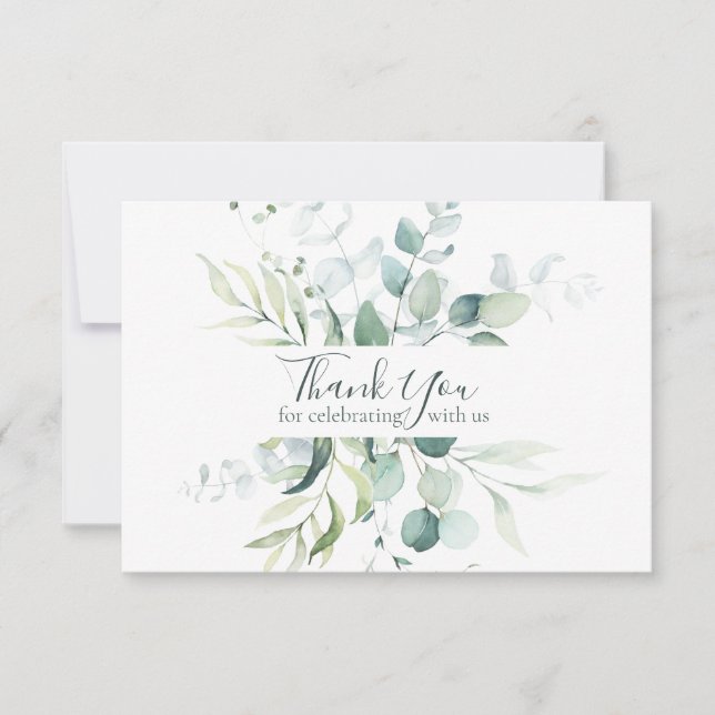 Eukalyptus Botanical Watercolor Hochzeit Dankeskarte (Vorderseite)