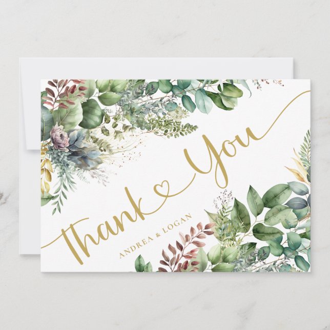 Eukalyptus Botanical Wedding Dankeschön Karten (Vorderseite)