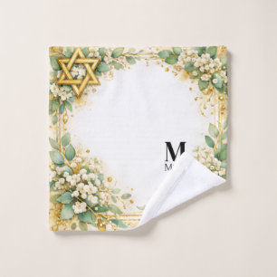 Eukalyptus-Botanik-Blumen-Babys-Breath-Gold Badhandtuch Set