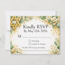 Eukalyptus-Botanik-Blumen-Babys-Breath-Gold RSVP Karte