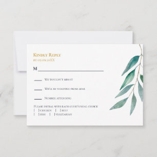 Eukalyptus-Botanik-Grün-Hochzeits-Einladung, RSVP Karte
