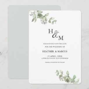 Eukalyptus Botanische Grüne Sophisticated Hochzeit Save The Date