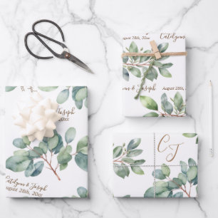 Eukalyptus Botanische Hochzeit, Brautparty Geschenkpapier Set