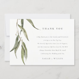 Eukalyptus Botanische Hochzeit mit einfacher Wasse Dankeskarte