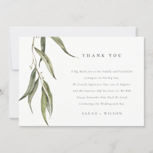 Eukalyptus Botanische Hochzeit mit einfacher Wasse Dankeskarte