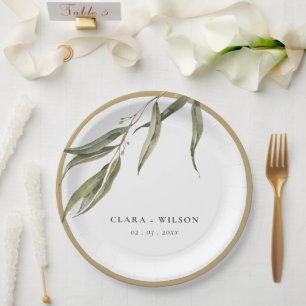 Eukalyptus Botanische Hochzeit mit einfacher Wasse Pappteller