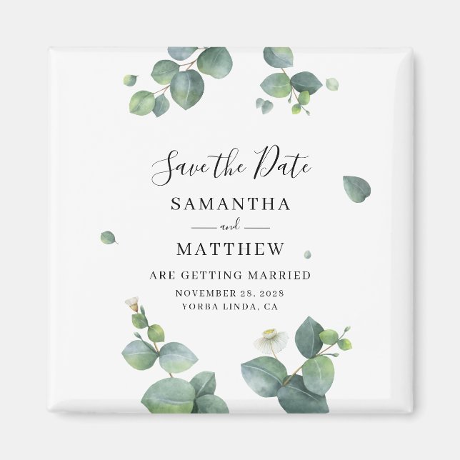 Eukalyptus Botanische Vegetation Save the Date Magnet (Vorne)