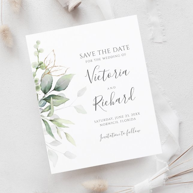 Eukalyptus botanischer Goldgrün Save the Date (Von Creator hochgeladen)