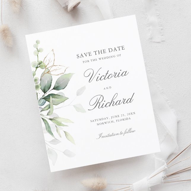 Eukalyptus botanischer Goldgrün Save the Date (Von Creator hochgeladen)