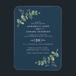 Eukalyptus botanischer Marineblau Magnet<br><div class="desc">Eukalyptus Greenery Blattage Modernes,  minimalistisches,  zeitgenössisches Party Hochzeitsmagnet laden ein. Einfaches,  zeitgenössisches botanisches Design. Weiße,  grüne,  marineblaue,  schwarz-weiße,  elegante moderne Anzüge in den Farben Frühjahr,  Herbst,  Herbst und Weiß Hochzeitszeremonien.</div>