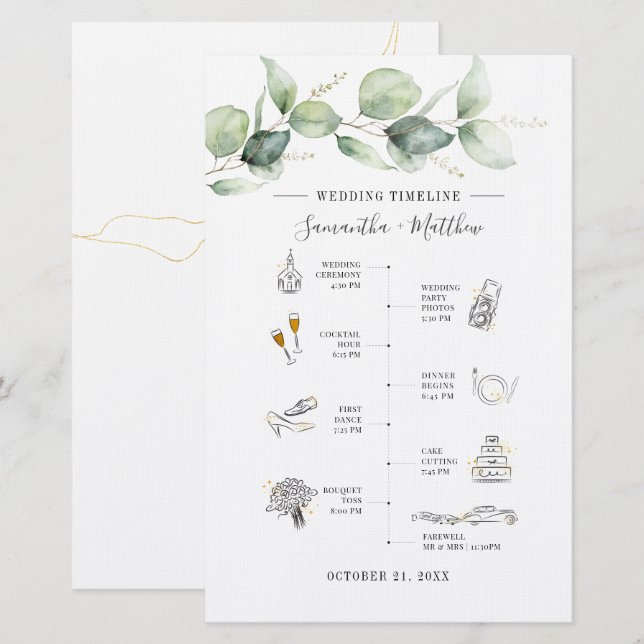Eukalyptus Botanisches Hochzeitsprogramm Briefpapier (Vorne/Hinten)