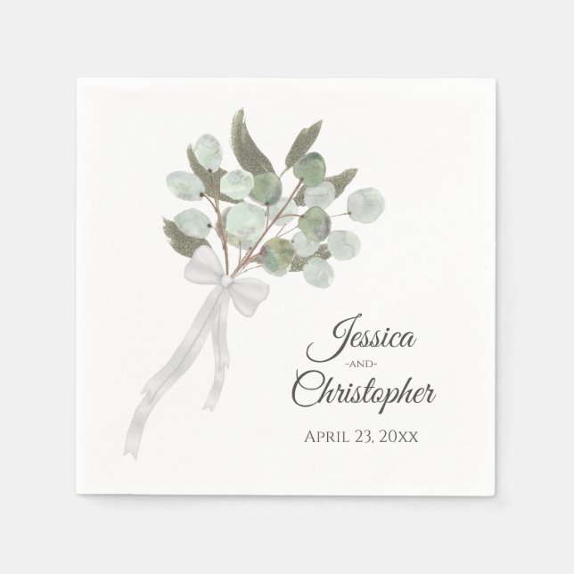 Eukalyptus Bouquet Chic Wedding Serviette (Vorderseite)