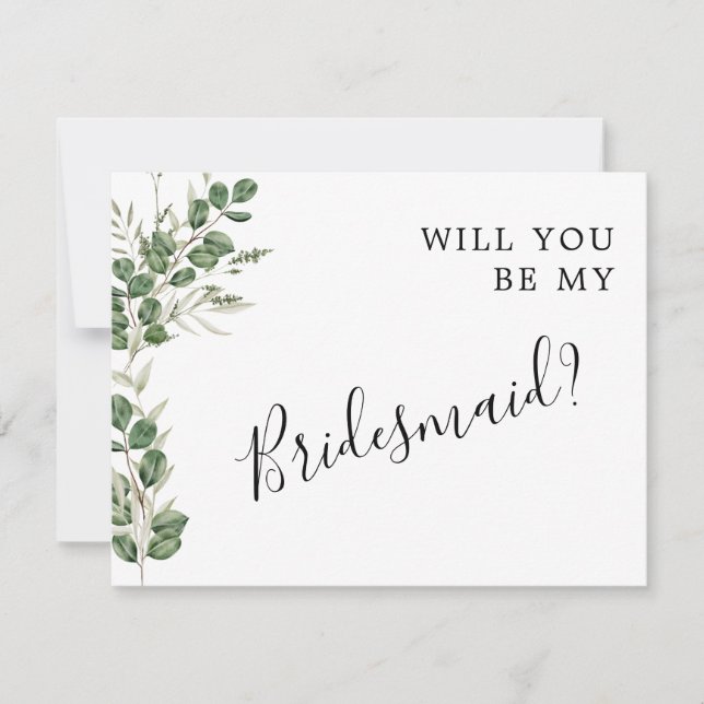 Eukalyptus Bouquet wird meine Bridesmaid-Karte sei Save The Date (Vorderseite)