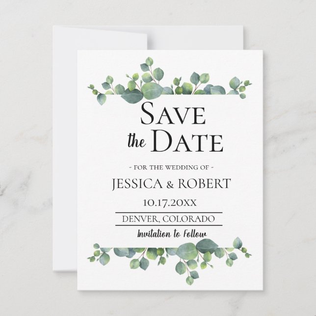 Eukalyptus Branch Wedding Save the Date (Vorderseite)