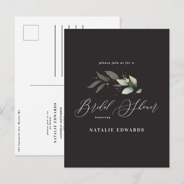 Eukalyptus-Brautparty Ankündigungspostkarte (Vorne/Hinten)